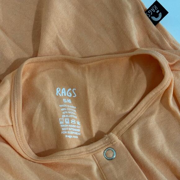 Rags Short Sleeve Henley Short Essentials Rag Romper OrangeSize 5/6 - Picture 3 of 4